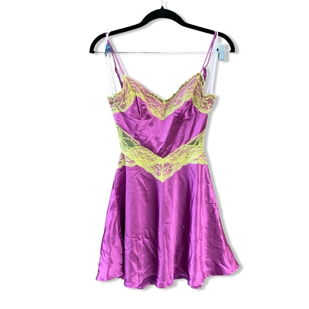 NWT More to come Kyla Mini Dress Orchid purple lace slip lingerie Revolve XS - Picture 10 of 12